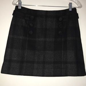 J.Crew Black & Grey Plaid Wool Blend Mini Skirt